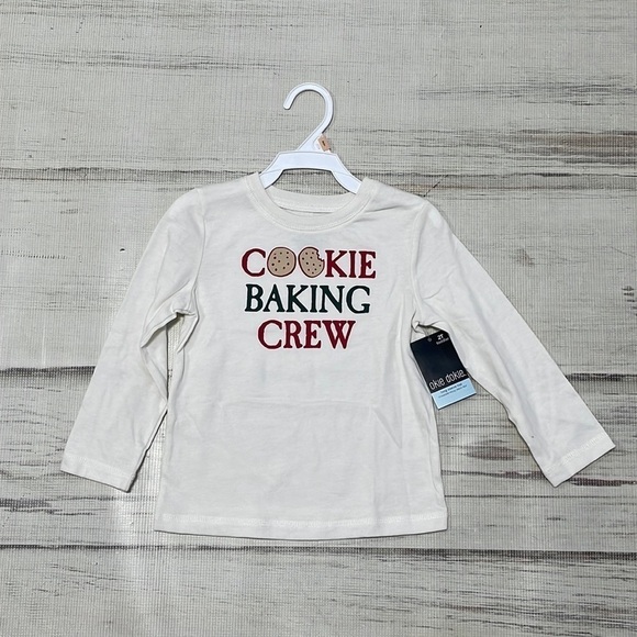 Okie Dokie Christmas Long Sleeve T-Shirt NWT Cookie Baking Crew White Size 5T - Picture 3 of 6